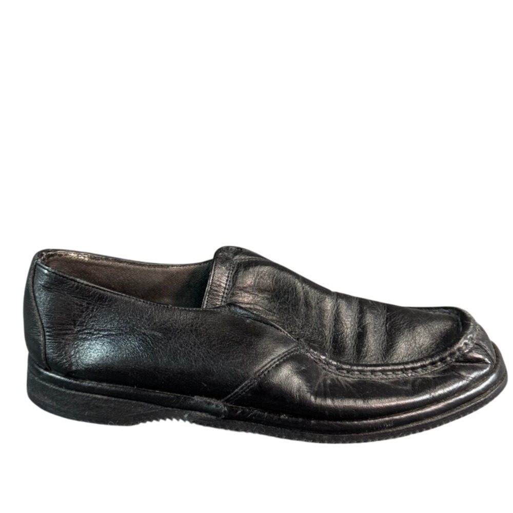After Hours Mens Black Leather Slip On Loafers Moc Toe Dress Shoes Made in USA 9